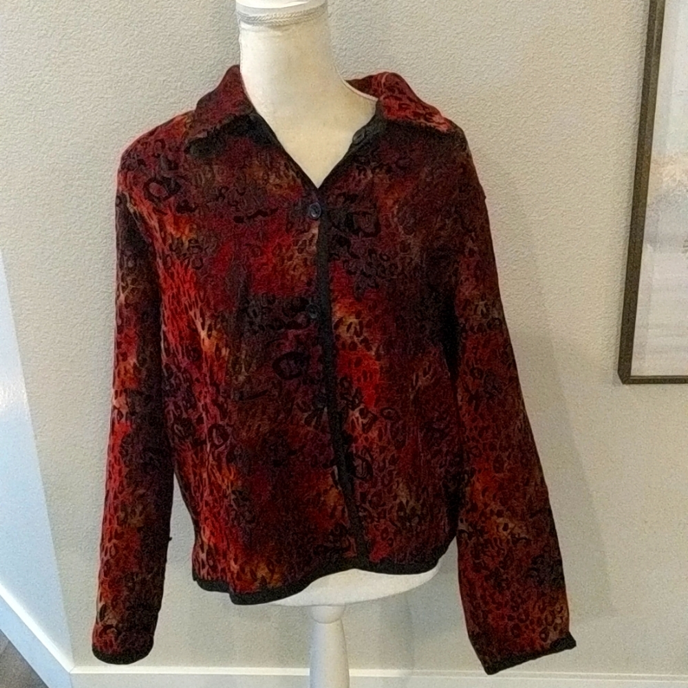 Christopher & Banks Button Up Blazer Animal Print Large